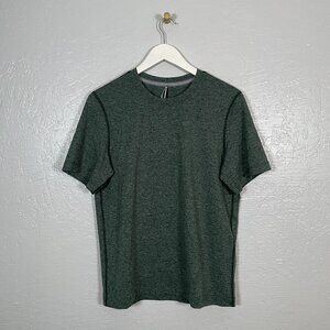 Lululemon Men M Heather Green Short Sleeve Shirt Crew Performance Athleisure